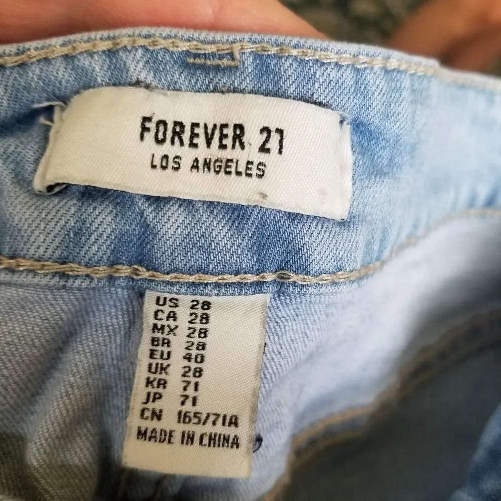 F21 distressed Jean skirt Sz 28
